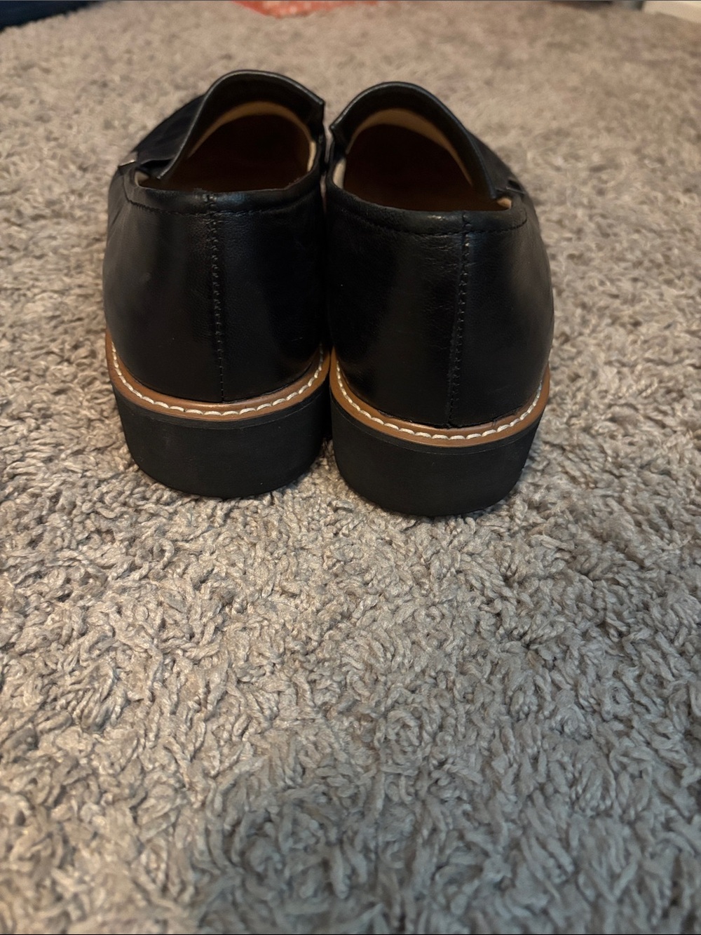Naturalizer Black Leather Loafers with Tan Accent - Picture 4 of 8